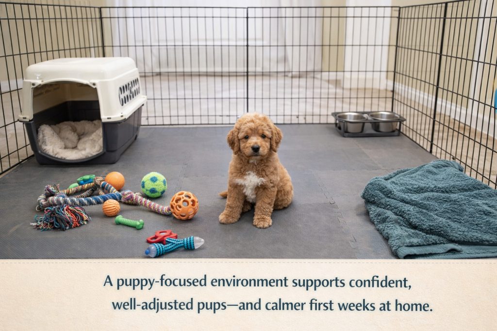 puppy in play pen