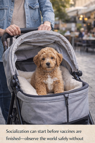 puppy in a stroller