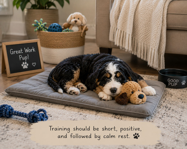 puppy resting on mat